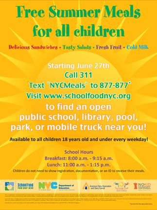 Free Summer Meals for All NYC Children Start This Friday!